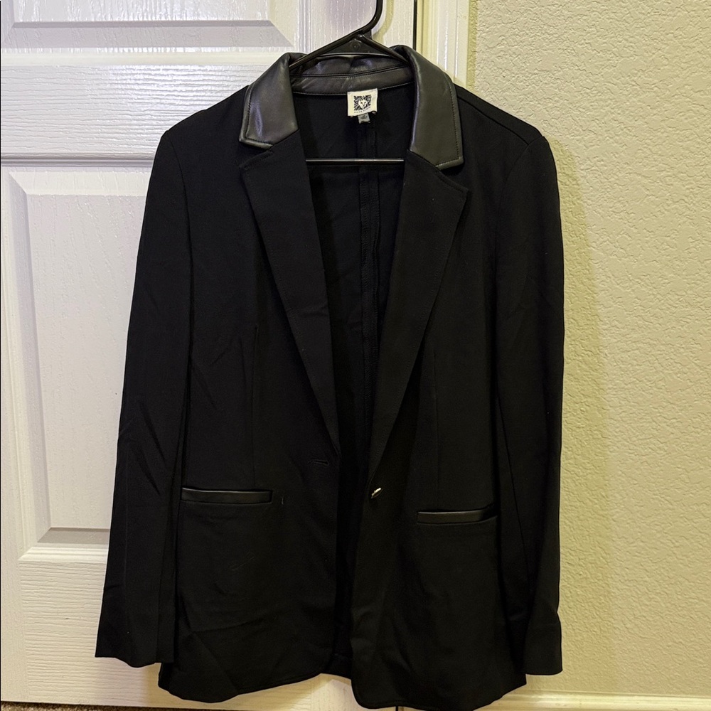 Anne Klein Black Jacket with Leather Details